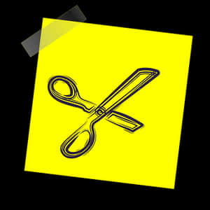 Stylized Scissorson Yellow Background PNG