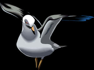 Stylized Seagull Illustration PNG with transparent background