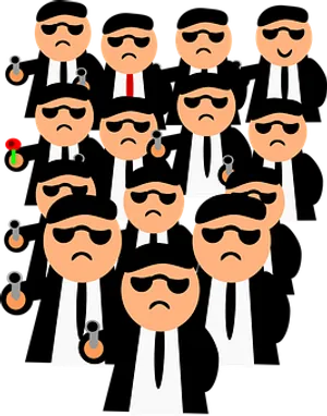 Stylized Secret Agents Illustration PNG Image