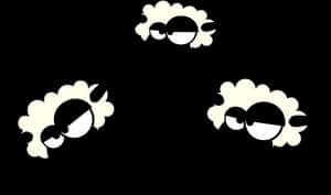 Stylized Sheep Cartoon Eyeson Black PNG image with transparent background