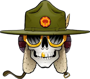 Stylized Skullin Military Hat PNG Image