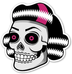 Stylized Skullwith Pink Accents PNG Image