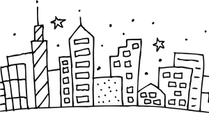 Stylized Skyline Illustration PNG Image