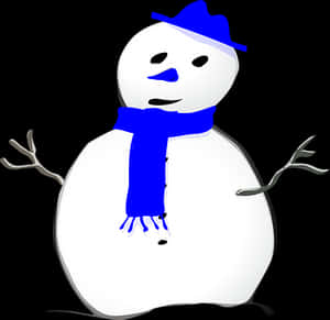Stylized Snowmanwith Blue Accessories PNG image with transparent background