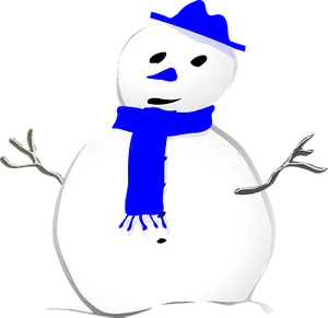 Stylized Snowmanwith Blue Accessories PNG Image