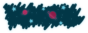 Stylized Space Scene PNG with transparent background