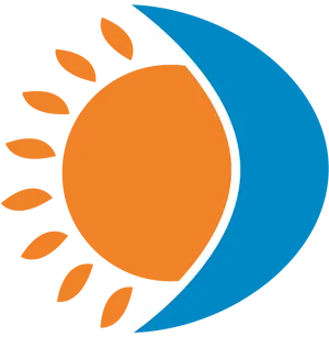 Stylized Sunand Moon Graphic PNG Image