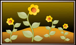 Stylized Sunflowers Artwork PNG with transparent background