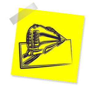 Stylized Train Sketchon Yellow Postit PNG Image