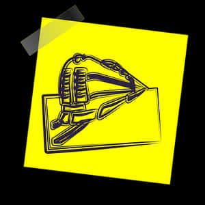 Stylized Train Sketchon Yellow Postit PNG image with transparent background