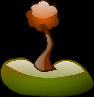 Stylized Treeon Grassy Hill PNG with transparent background