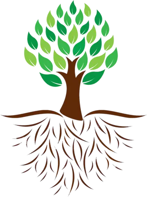 Stylized Treewith Roots Graphic PNG Image