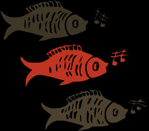 Stylized Trioof Fish Illustration PNG with transparent background