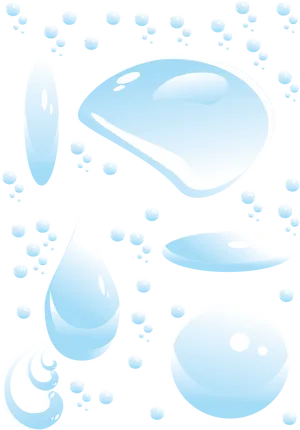 Stylized Water Drops Vector Illustration PNG Image