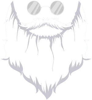 Stylized White Beardand Mustache PNG Image