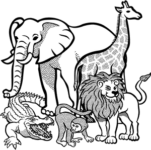 Jpg Black And White Download Africa Clipart Animal - Africa Safari Animals Coloring Sheets PNG image with transparent background