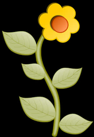 Stylized Yellow Flower Illustration PNG with transparent background