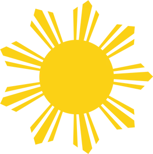 Stylized Yellow Sun Graphic PNG Image