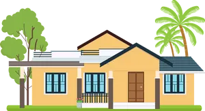 Suburban Home Vector Illustration PNG Image