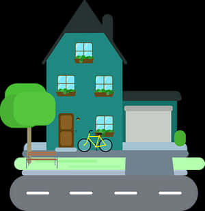 Suburban_ House_ Vector_ Illustration PNG with transparent background