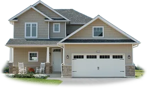 Suburban Housewith Garage PNG Image