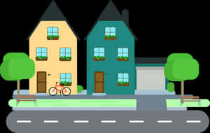 Suburban Nighttime Vector Illustration PNG image with transparent background