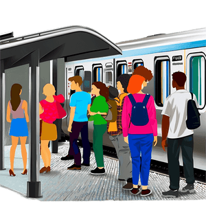 Subway Platform Crowd PNG rnp37 PNG image with transparent background