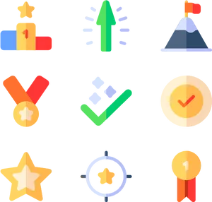 Success Achievement Icons Set PNG Image