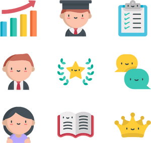Success Motivation Icons Set PNG image with transparent background