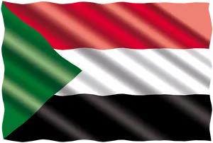 Sudanese National Flag Waving PNG Image