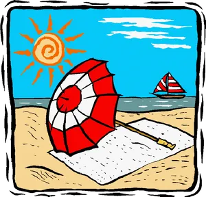 Summer Beach Scene Clipart PNG Image