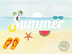 Summer Beach Vacation Illustration PNG with transparent background
