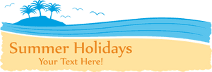 Summer Holidays Banner Island Theme PNG image with transparent background
