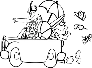 Summer Vacation Car Ride Clipart PNG Image