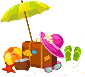 Summer Vacation Essentials Clipart PNG Image