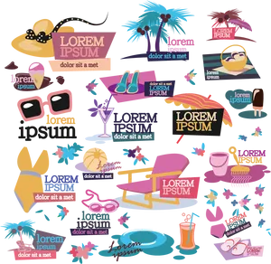 Summer Vacation Icons Set PNG Image