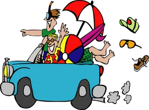 Summer_ Vacation_ Road_ Trip_ Cartoon PNG Image