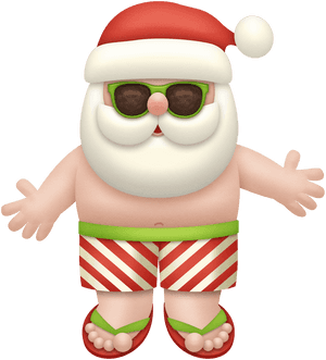 Summer Vacation Santa Claus PNG with transparent background