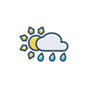 Sun Behind Cloud Rain Weather Icon PNG with transparent background