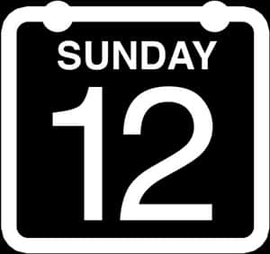 Sunday Calendar Icon Blackand White PNG image with transparent background