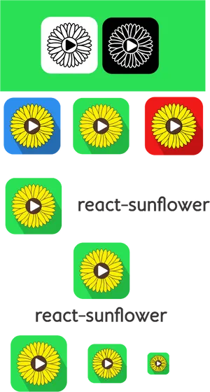 Sunflower App Icon Variations PNG Image