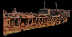 Sunken Shipwreck Rusty Hull PNG image with transparent background