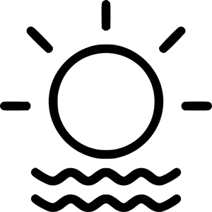 Sunlight Icon Over Waves PNG image with transparent background