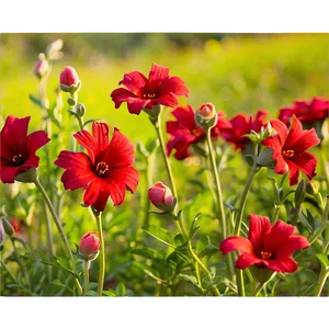 Sunlit Red Flowers Field Png 06122024 PNG Image