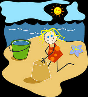 Sunny Beach Sandcastle Fun PNG image with transparent background