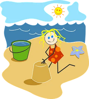 Sunny Beach Sandcastle Fun PNG Image