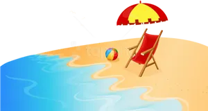 Sunny Beach Vacation Clipart PNG Image