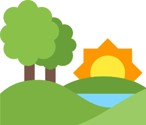 Sunny_ Hills_and_ Trees_ Vector PNG with transparent background