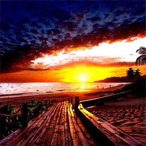 Sunset Beach Walkway PNG yxu57 PNG with transparent background