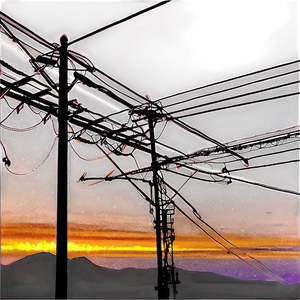 Sunset Behind Power Lines Png Dbx32 PNG Image